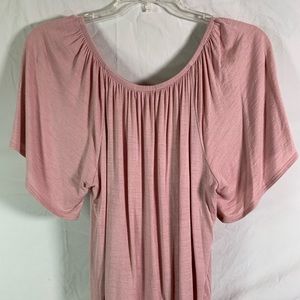 Pink off the shoulder blouse with a knot